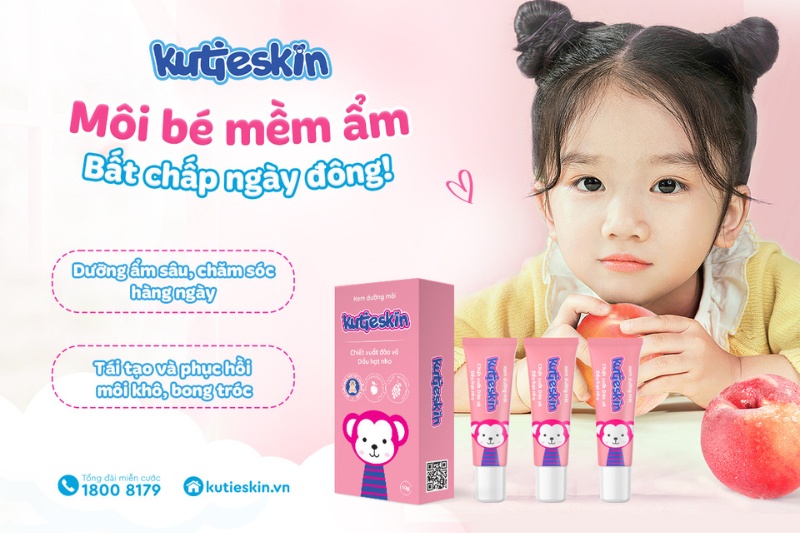 Sản phẩm kem dưỡng môi Kutieskin được nhiều bà mẹ tin tưởng sử dụng để bảo vệ đôi môi của bé